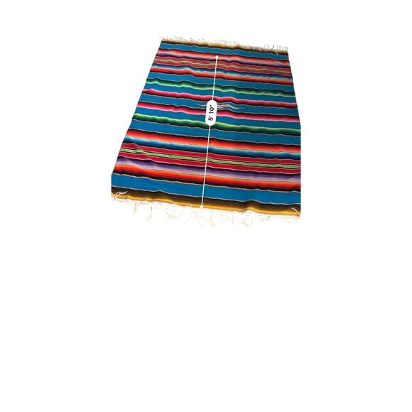 VTG Rainbow Saltillo Serape Hand Woven Wool Mexican Blanket Fringe wheelchair - Picture 4 of 10